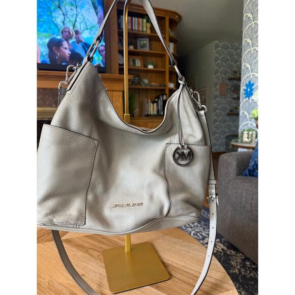Michael Kors Handbags - Michael Kors Anita Grey Leather Convertible Hobo Bag